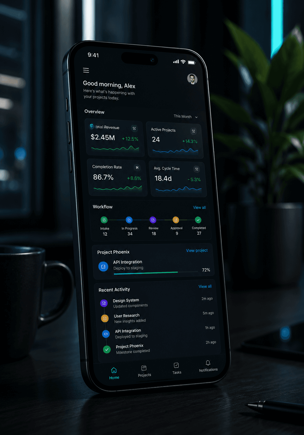 Mobile product concept in a digital workspace